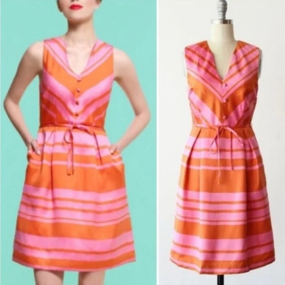 Kate Spade silk tie waist spring dress size 4 - Picture 1 of 4
